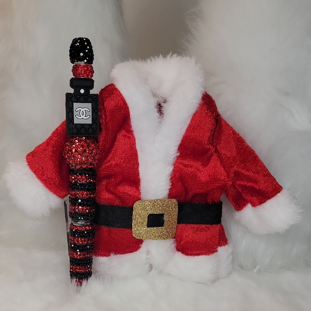 Handmade Beaded Pen Red and Black Details Stocking Stuffer